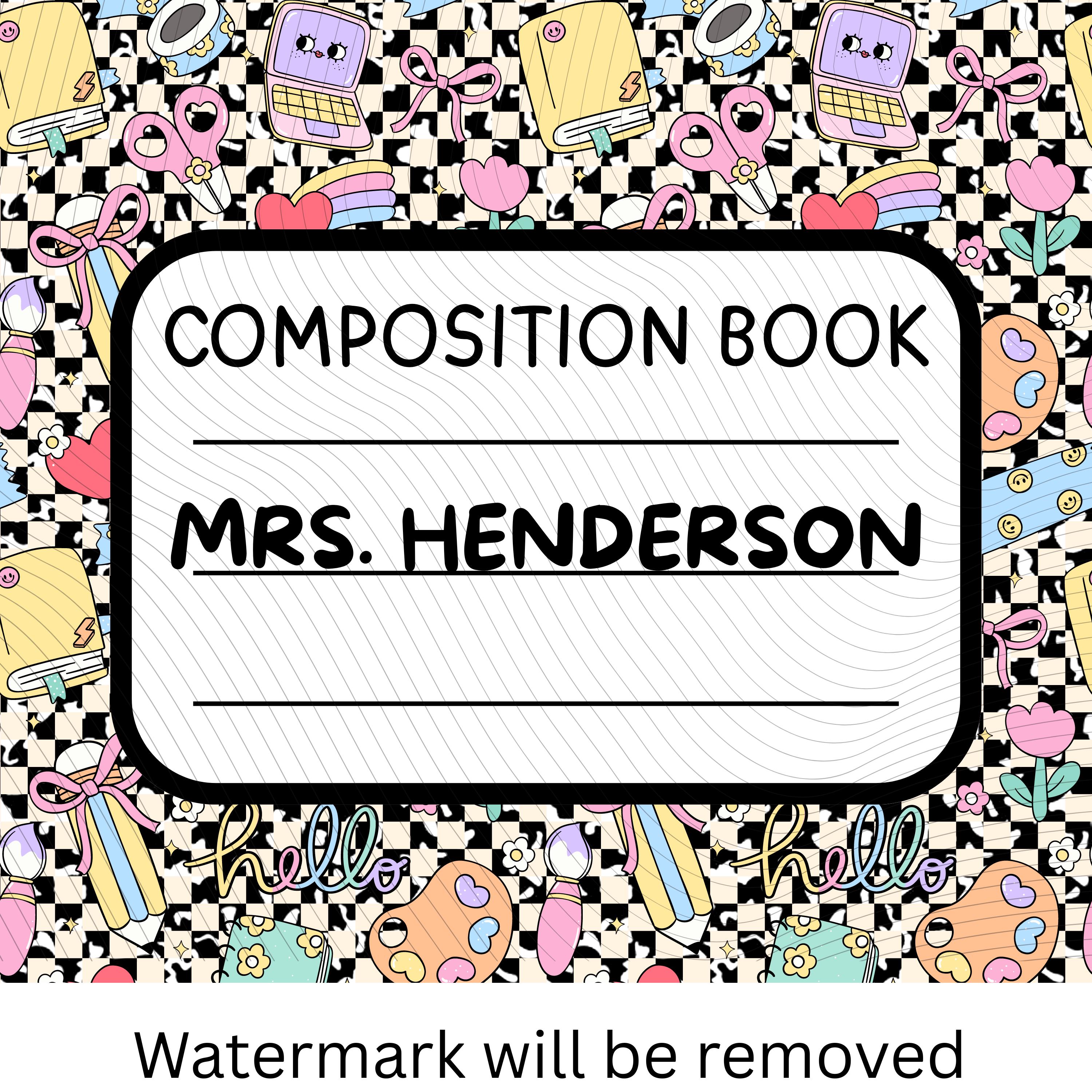 Retro Composition Notebook Teacher Digital Download - Svg Png Jpg ...