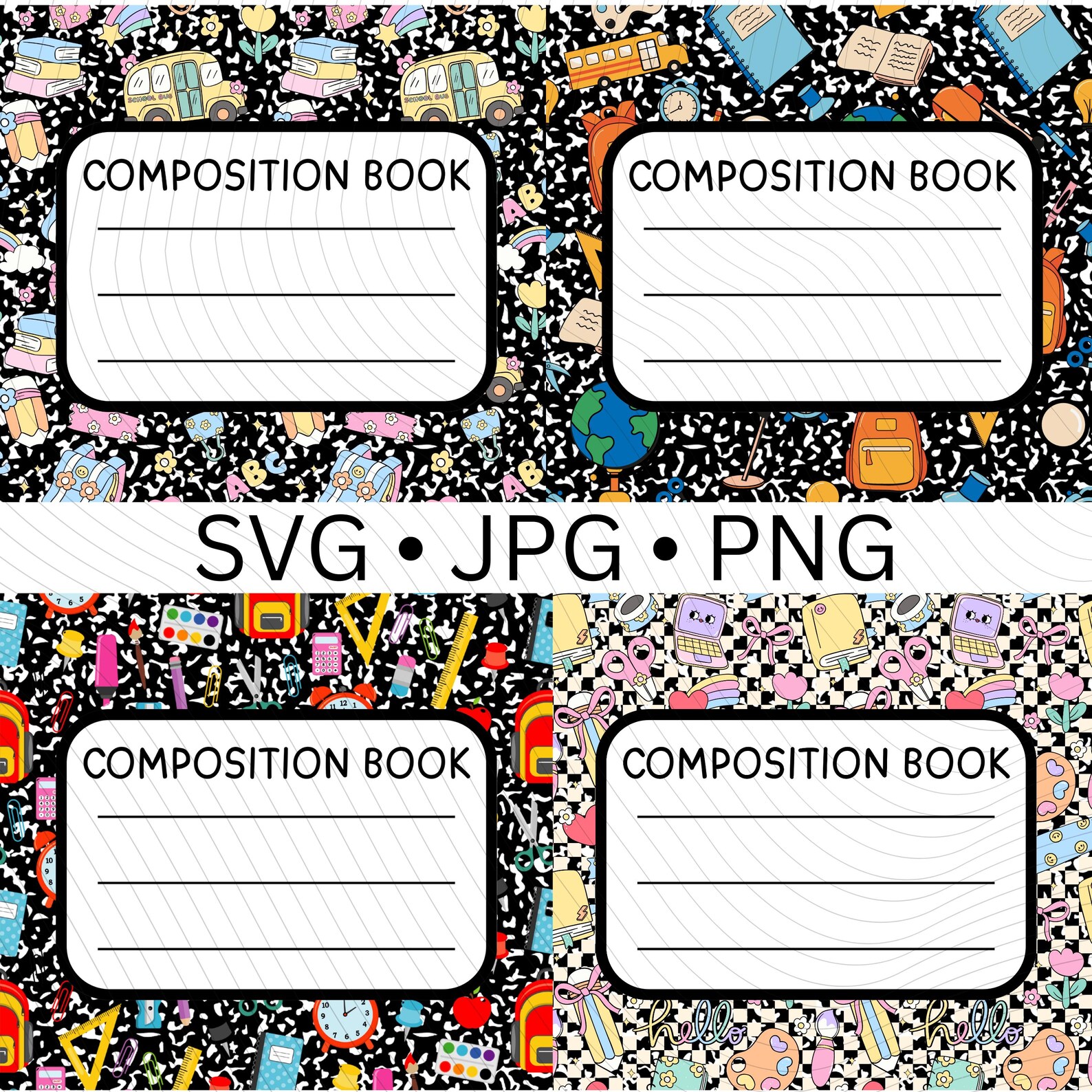 Retro Composition Notebook Teacher Digital Download - Svg Png Jpg ...