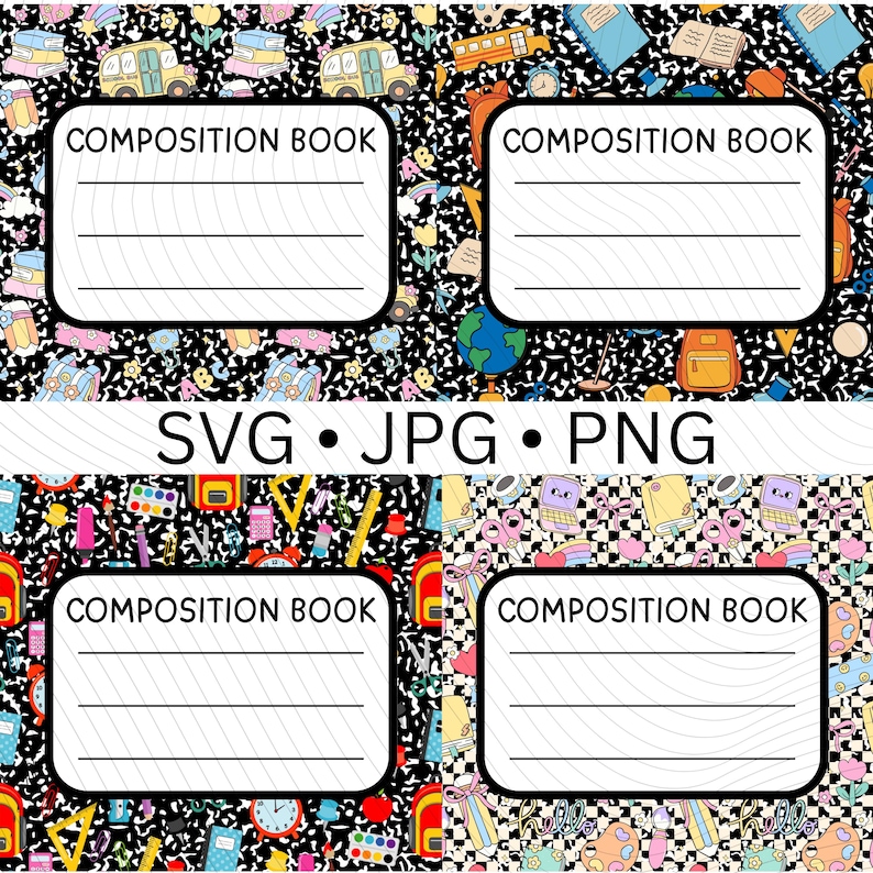 Retro Composition Notebook Teacher Digital Download - Svg Png Jpg ...