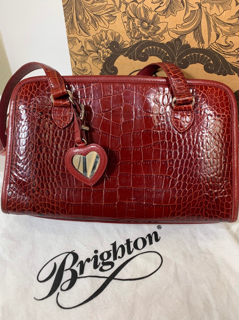 Retired BRIGHTON Red Leather Shoulder Bag Purse vintage with Etsy