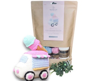 Ice Cream Truck Crochet Kit - DIY Crochet Kit - Amigurumi Crochet Kit - Toddler Gift - Crochet Toddler Gift - DIY Ice Cream Truck - Birthday
