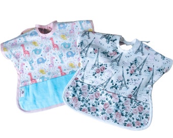 Toddler Bib - Toddler Girl Bib - Cotton Baby Bib - Reversible Bib - Baby Shower Gift - Toddler Craft Bib - Handmade Baby Bib - Bib w/Pocket