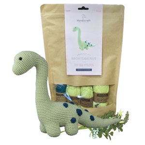 DIY Crochet Kit - Brontosaurus - Amigurumi Crochet Kit - Crochet Baby Shower Gift - Brontosaurus Birthday Gift - DIY Crochet Brontosaurus