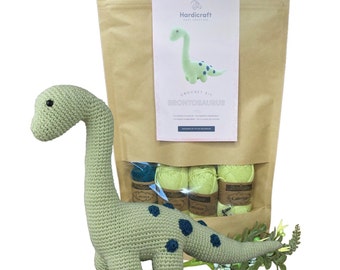 DIY Crochet Kit - Brontosaurus - Amigurumi Crochet Kit - Crochet Baby Shower Gift - Brontosaurus Birthday Gift - DIY Crochet Brontosaurus