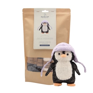Penguin Knitting Kit for DIY Knitter, Amigurumi Jack Penguin Hardicraft, Small Stuffed Knitted to for Baby Shower Gift
