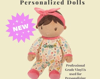 Personalized Soft Body Girl Doll, Baby's First Doll, Washable Doll for Toddler, Douglas Summer Garden Custom Name Doll, Birthday Gift