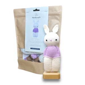 Rabbit Knitting Kit - Beginner Knitting Kit - DIY Knitting Kit - Amigurumi Rabbit - HardiCraft Stella Bunny - Baby Shower Knitting Kit