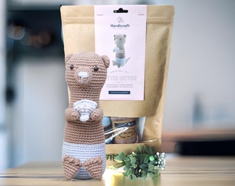Otter Crochet Kit - Friend Crochet Kit - DIY Amigurumi Otter Gift for Child - Baby Shower Crochet Otter - DIY Kit for Friend - Yarn Kit