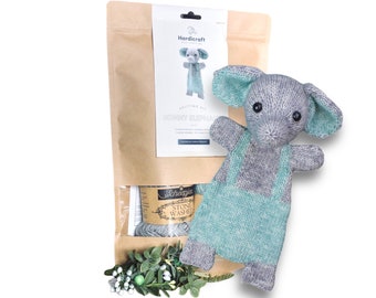 Elephant Lovey Knitting Kit -  DIY Baby Gift - Amigurumi Elephant Lovey -  DIY Knitting Kit - Gift for knitter - DIY Needlework - HardiCraft