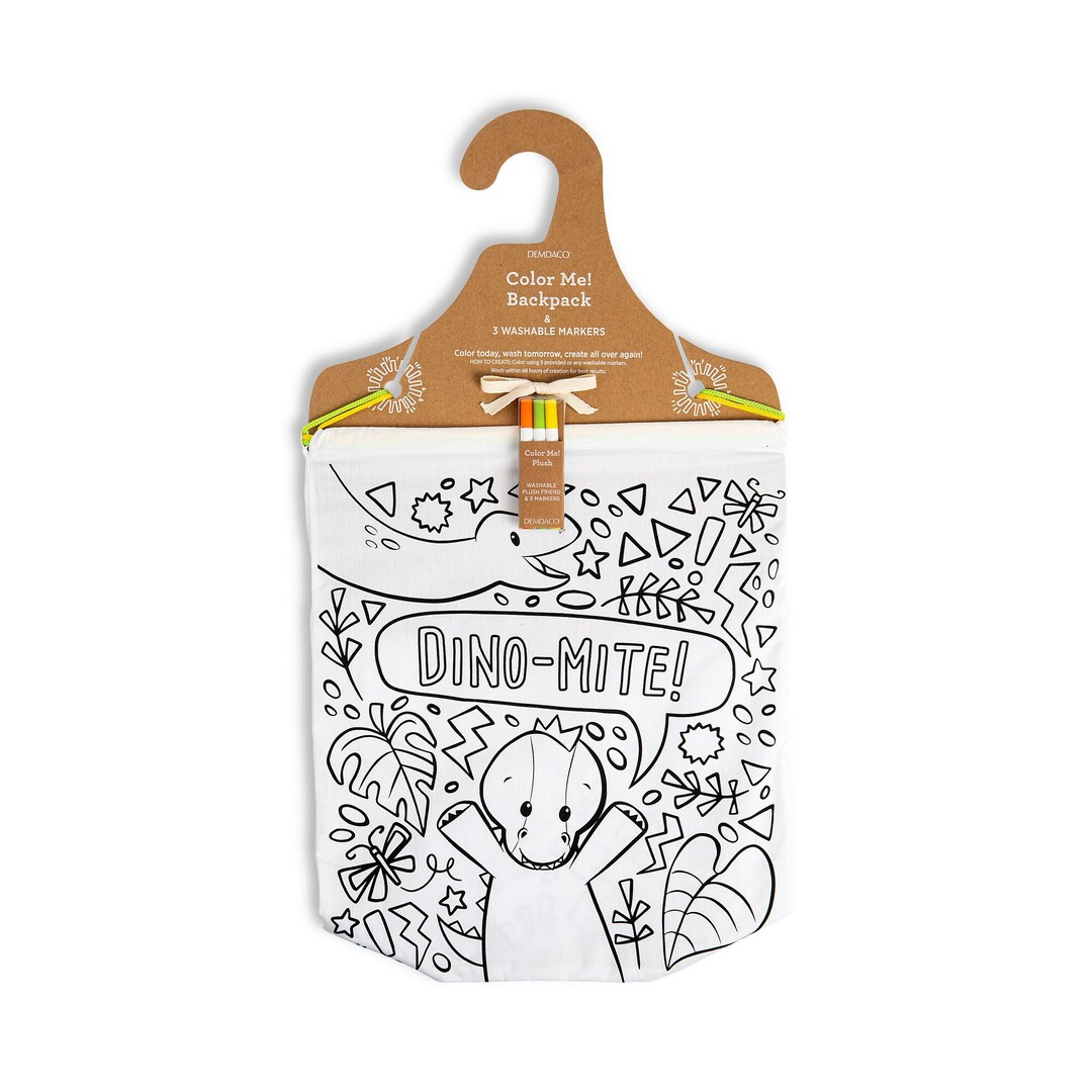Kids Drawstring Backpack Bag - DIY Kids Color Activity - Dinosaur ...