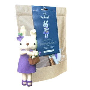 DIY Felt Sewing Kit, Hand Stitched DIY Crafts, Rabbit Sewing Kit, Felt Animal Craft Kit, Gift for a Crafty Person who loves to Hand Sew