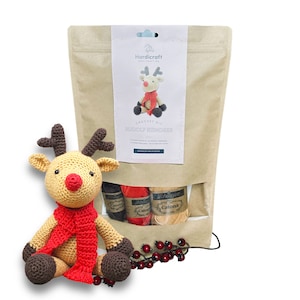 Crochet Reindeer Kit - Christmas Reindeer DIY - Crochet Kit - Crochet Christmas Kit - Crochet Kit Friend - Gift for Crocheter/DIY Crochet