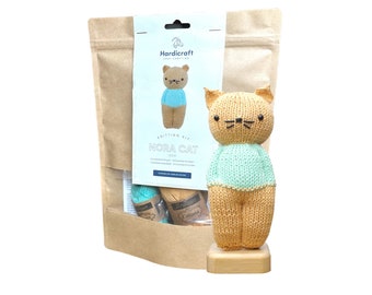 Cat Knitting Kit - Beginner Knitting Kit - DIY Knitting Kit - Amigurumi Cat - HardiCraft Nora Cat - Baby Shower Knitting Kit - DIY Craft