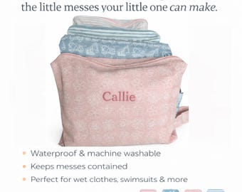 Personalized Kids Waterproof Bag for Clothes & Toys - Summer Swimming Bag and Beach Accessory - Baby Shower Embroidered Gift
