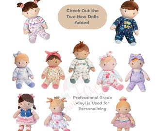 Personalized Soft Body Doll, Baby's First Doll, Soft Washable Doll, Plush Toy Doll, Toddler Doll, Baby Shower Gift, Birthday Doll Gift