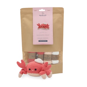 Crab Crochet Kit, Organic Cotton Amigurumi DIY Craft Project, Hardicraft Marleen Crab