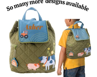 Personalized Toddler Backpack Farm Themed by Stephen Joseph, Embroidered Preschool or Daycare Bag