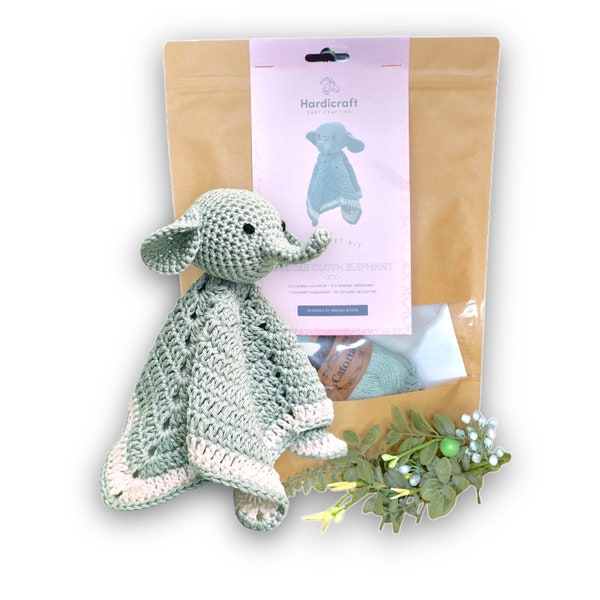 Elephant Lovey Crochet Kit - Elephant DIY Baby Gift - Elephant by HardiCraft - Baby Shower Elephant Gift - Crochet DIY Kit - Needlework
