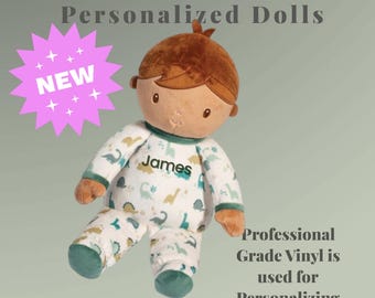 Personalized Soft Body Boy Doll, Baby's First Doll,  Washable Toddler Doll Gift,  Noah Dino Soft Plush Doll, Custom Name Doll, Birthday Gift