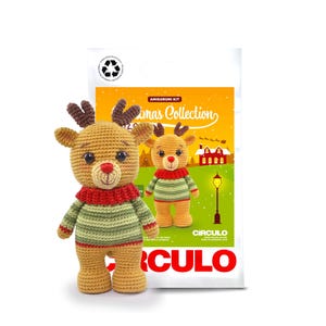 Crochet Reindeer Kit, Christmas Ornament, Amigurumi Christmas DIY Gift, Crochet Supplies, Ciculo Collection Ruby Reindeer, Secret Santa Gift