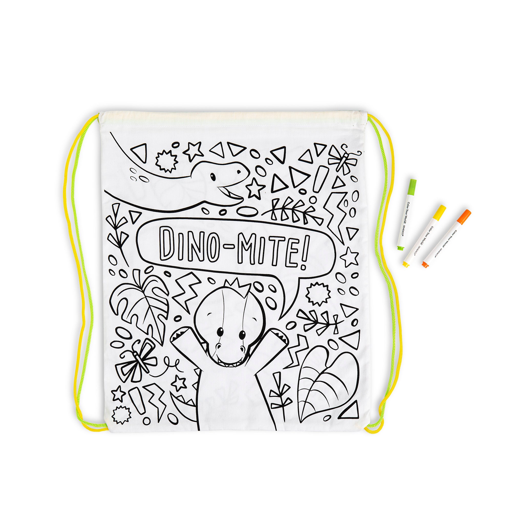Kids Drawstring Backpack Bag - DIY Kids Color Activity - Dinosaur ...