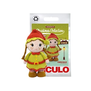 Crochet Christmas Girl Kit, Amigurumi Christmas DIY Gift, Crochet Supplies, Circulo Collection Magical Nina, Secret Santa Gift