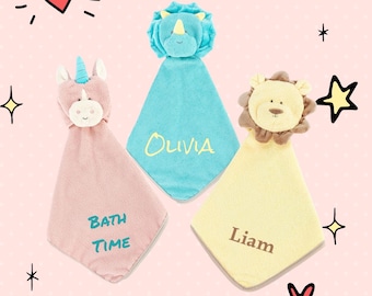 Personalized Baby/Toddler Washcloth: Dino/Lion/Unicorn BathTime Activity, Baby Shower Gift
