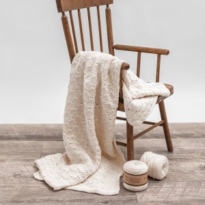 Organic Cotton Baby Blanket Knitting Kit: Textured Knit DIY Gift