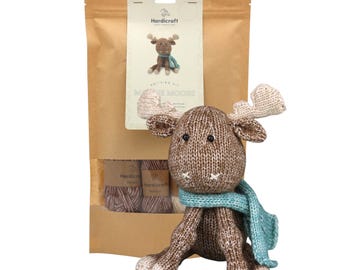 Moose Knitting Kit: Amigurumi Maddie Moose  (9.5 inches)