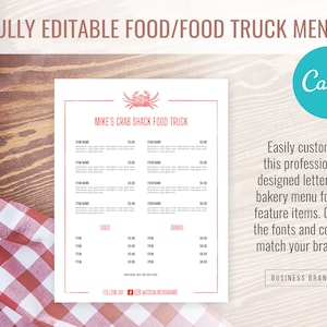 Food / Seafood Style Food Truck Menü