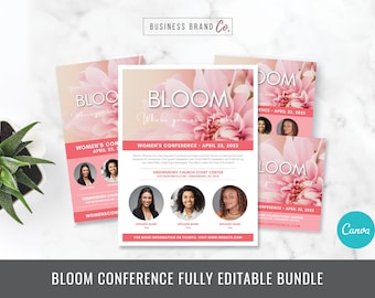 Women's Bloom Conference Event Flyer and Social Media Bundle