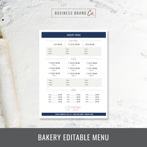Bäckerei Menü
