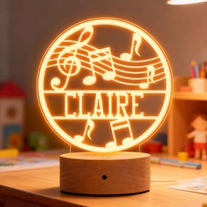 Musical Notes Night Light | Custom Name LED Lamp | Baby Shower Gift | Bedroom Decor | Soft Glow Night Lamp | Music Lover Gifts | Baby Gift