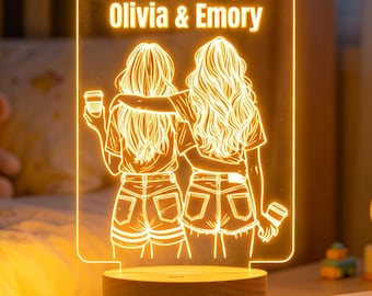 Personalized Friendship Lamp, Custom Name Bestie Light, Soul Sister Gift, Matching Gift for Friends, Teen Girl Gift Decor