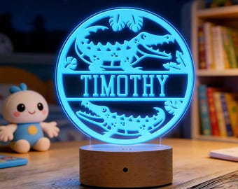 Lámpara de noche de cocodrilo personalizada / Decoración infantil original