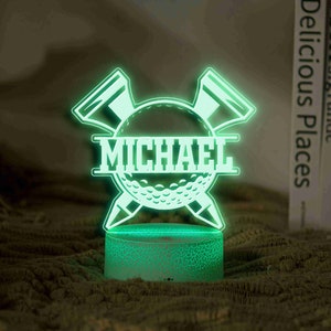 Personalized Golf Night Light, Fathers Day Gift, Men&#39;s Birthday Gift, Bedroom Gift, Golf Club Decor, Home Decor, Golf Gift, Gift for Dad