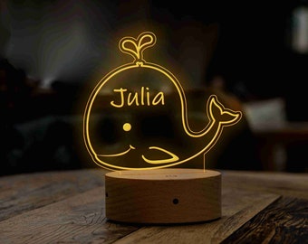 Personalised Whale Night Light, Animal Underwater Night Light, Jellyfish, Crab, Fish Night Light, Baby Gift, Baby Girl Gift, New Baby Gift