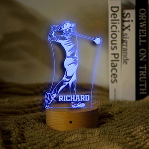 Personalized Golf Night Light, Golf Player Lamp, Golf Gift, Gift For Dad, Golf Club Decor, Father&#39;s Day Gift, Birthday Gift, Golf Table Lamp