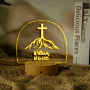 Personalized Christian Cross Night Light, Home Decor, Custom Name Lamp, Cross Jesus Home Decoration, Easter Gift, Religious Gifts