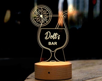 Personalised Home Bar Night Light, Custom LED Night Light, Home Bar Accessories, Men Cave Decor, Basement Bar Decoration, Gift For Father