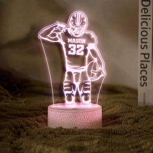 Voetbal nachtlampje, kinderkamerlamp, gepersonaliseerd led-nachtlampje, lamp voor jongens, voetbalspeler nachtlampje, verjaardagscadeau, jongenscadeau
