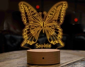 Butterfly Night Light, Butterfly Gifts, Custom Night Light, Baptism Gift, Gift For Girl, Butterfly Table Lamp, Nursery Room, Birthday Gift