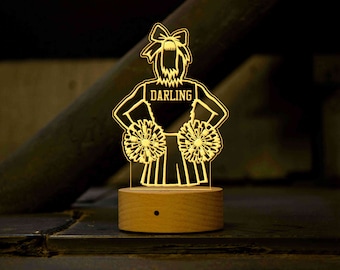 Personalized Cheerleader Night Light, Custom Girl's Room Decor