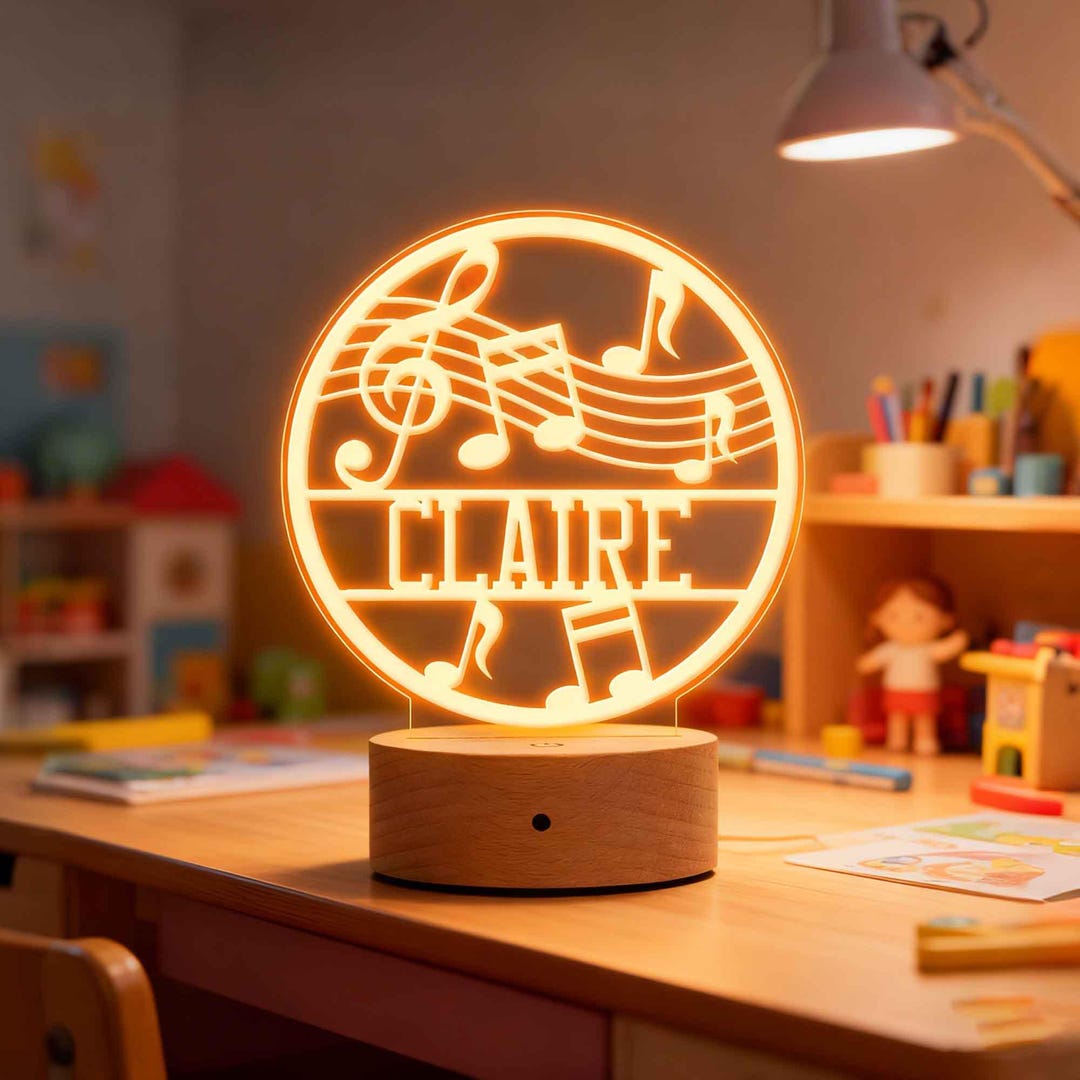 Night Light Note Musical Notes Night Light | Custom Name LED Lamp | Baby Shower Gift ...