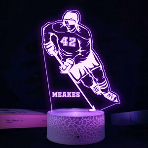 Hockey nachtlampje, gepersonaliseerd hockeycadeau, jongenskamerlamp, hockeynachtlampje, kinderslaapkamerlamp, cadeau voor vriend, cadeau voor man afbeelding 3