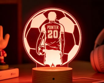 Personalized Soccer Night Lamp, Kids Lights, Boys Table Lamp, Children's Bedroom Lights, Soccer Fans Gifts, Birthday Gift Boys