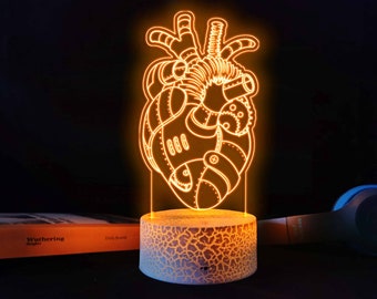 Luminária LED personalizada para cardiologista, presente para médico do coração, decoração para clínica.