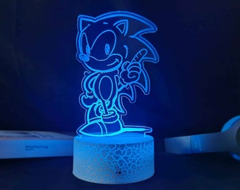 Sonic the Hedgehog Night Lights, Gamer Bedroom Night Lamp, 16 Colours LED Night Lamp, Personalized Night Lamp, Anniversary Gift