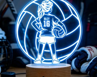 Custom Baby Girl Volleyball Night Lamp, Little Girls Gift, Nursery Room Decor, Sports Theme Light, Children's Room Lights