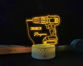 Personalised Engineer Night Lights, Customized Gifts for Engineer, Engineer Decor, Gift for Dad, Gift for Him, Fathers Day Gifts